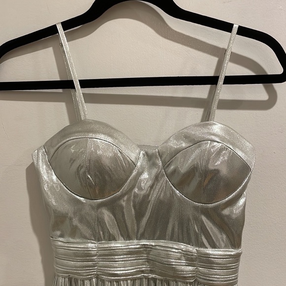 Silver Metallic Bustier Pleated Dress - Picture 6 of 10
